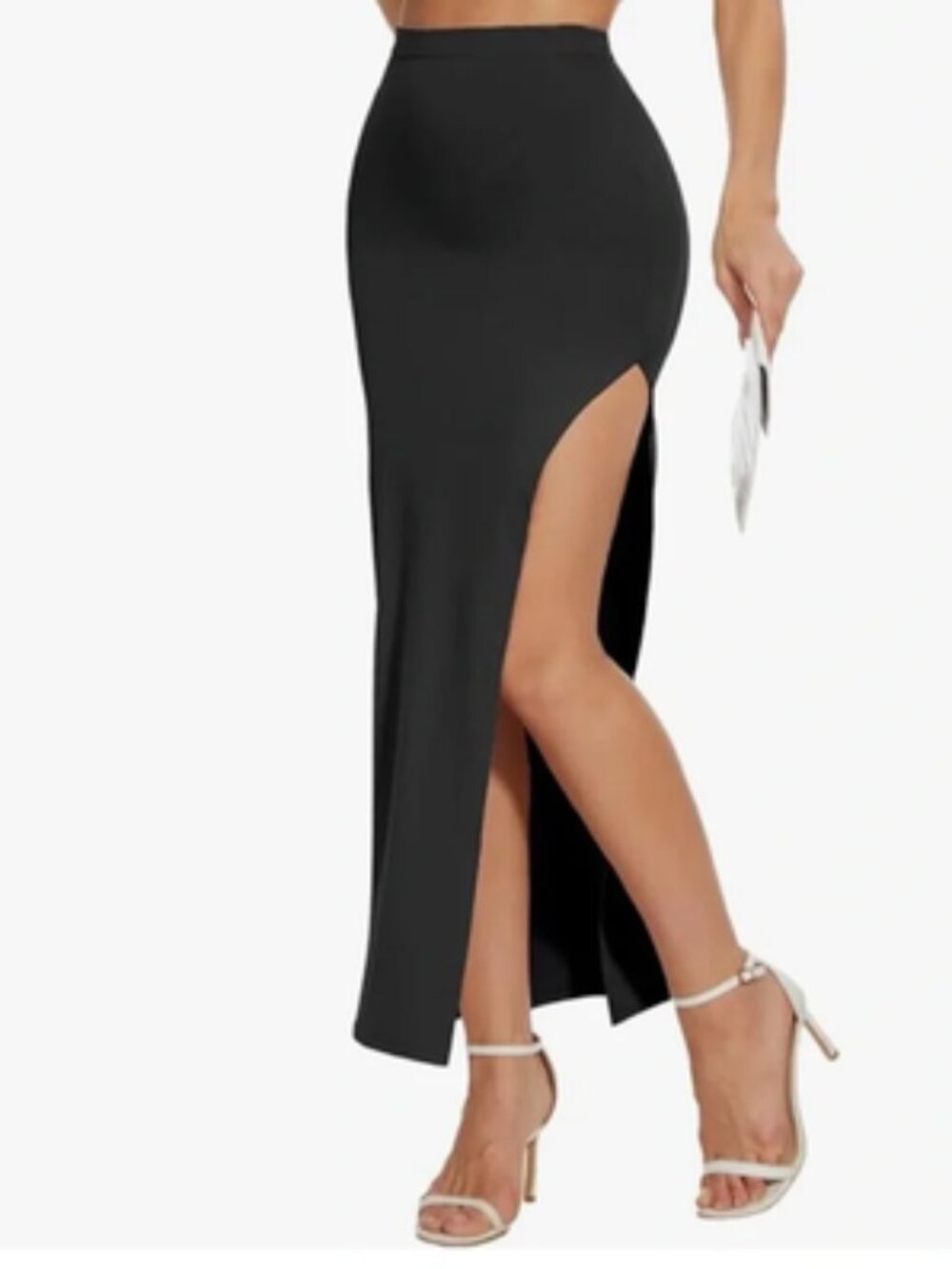 Rubber Ducky Productions, Inc. Vintage Retro Y2K Black High Slit Maxi Skirt